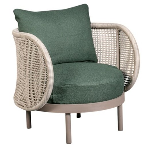 Poltrona Becca Junco e Ferro Fendi Claro (Almofada estofada Tecido Verde)
